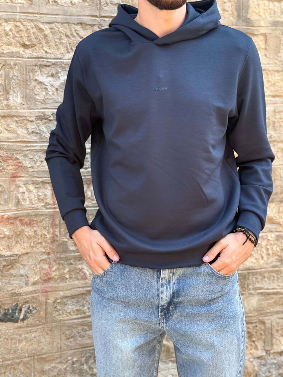 ONE COLOR LITTLE WRITTINGS MEN HOODIE BLUE/BLU - 2