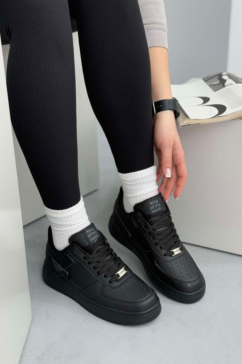 ONE COLOR LITTLE WRITTINGS WOMEN SNEAKERS BLACK/ E ZEZE - 1