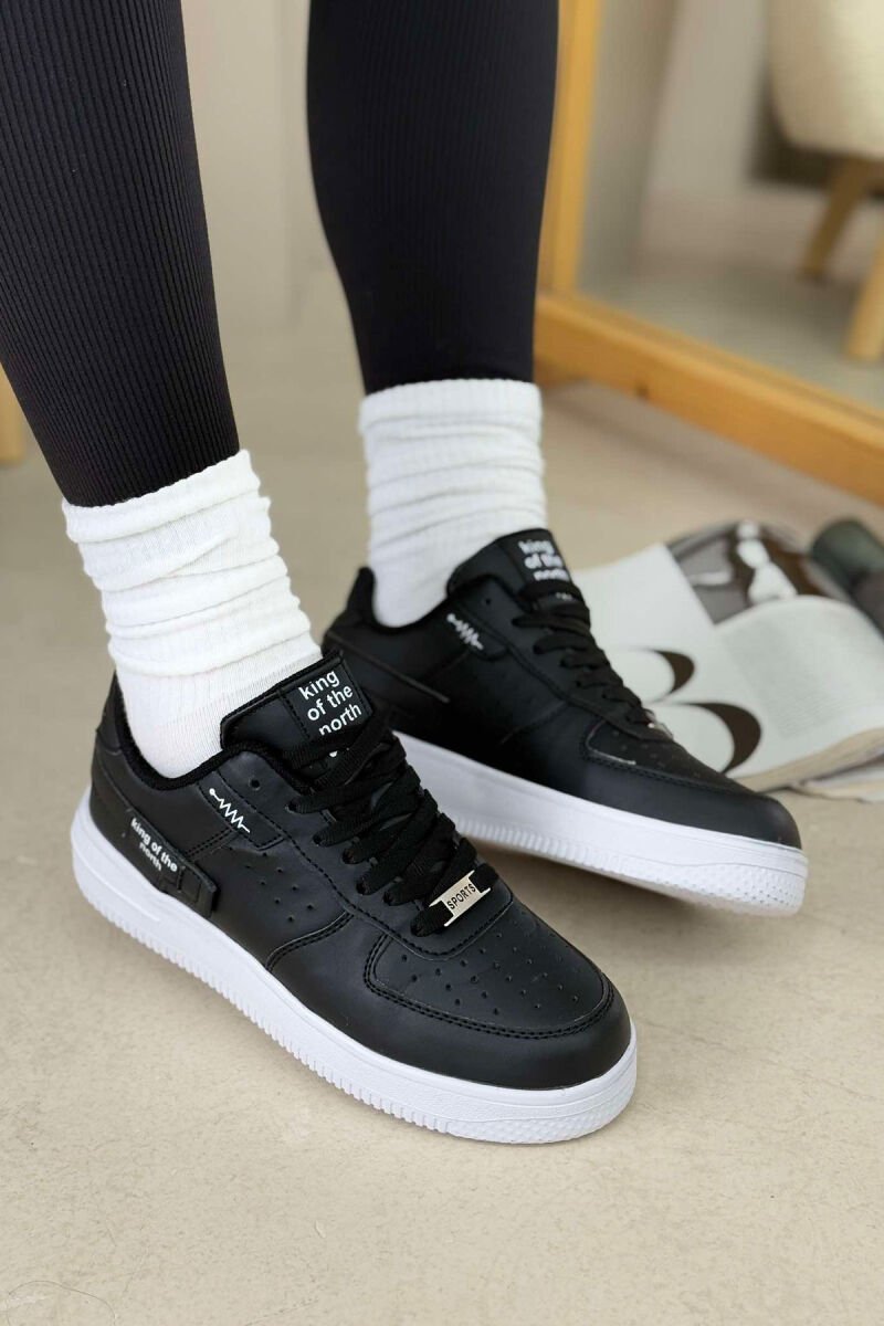 ONE COLOR LITTLE WRITTINGS WOMEN SNEAKERS BLACK-WHITE/ZEBA - 1