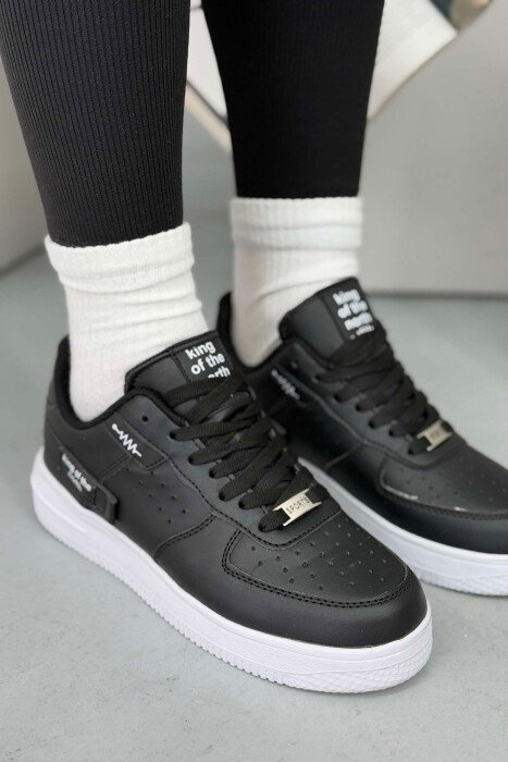 ONE COLOR LITTLE WRITTINGS WOMEN SNEAKERS BLACK-WHITE/ZEBA - 6