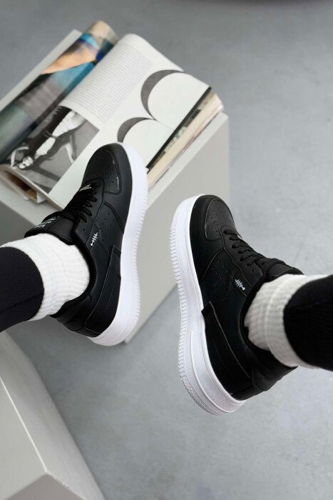 ONE COLOR LITTLE WRITTINGS WOMEN SNEAKERS BLACK-WHITE/ZEBA - 7