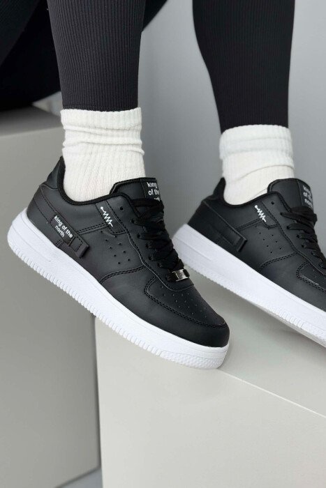 ONE COLOR LITTLE WRITTINGS WOMEN SNEAKERS BLACK-WHITE/ZEBA - 8