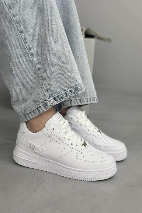 ONE COLOR LITTLE WRITTINGS WOMEN SNEAKERS WHITE/GREY-BAGR 