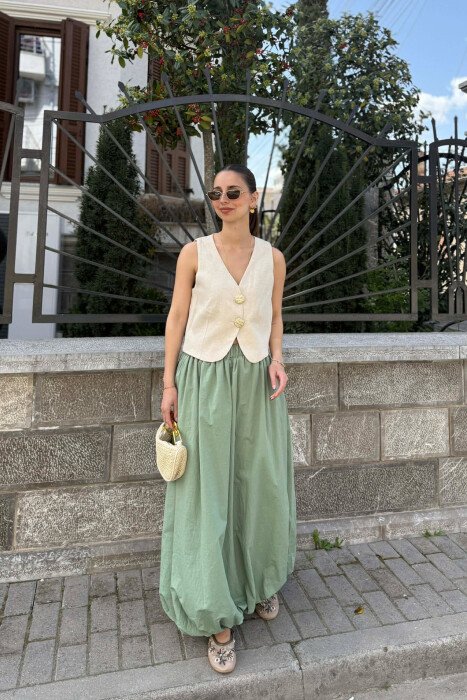 ONE COLOR LONG ELASTIC WAIST WOMEN SKIRT MINT/MENTE - 1