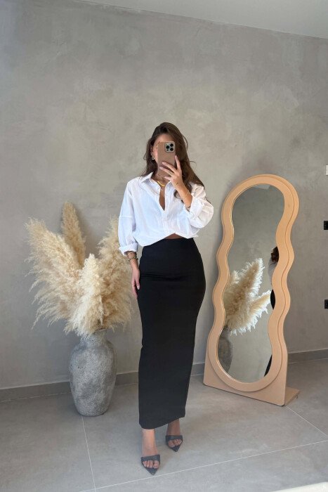 ONE COLOR LONG ELASTIC WOMEN SKIRT BLACK/ E ZEZE - 3
