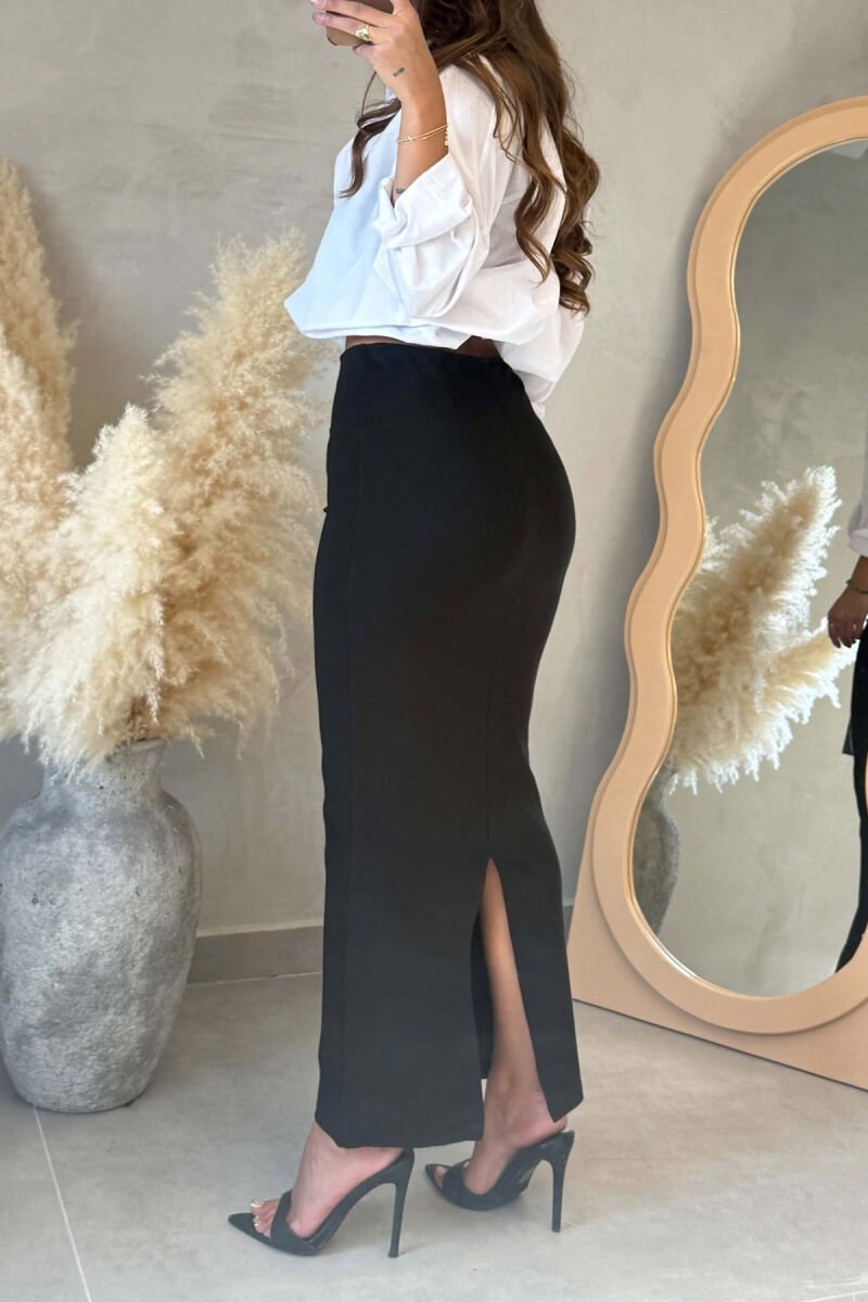 ONE COLOR LONG ELASTIC WOMEN SKIRT BLACK/ E ZEZE - 4