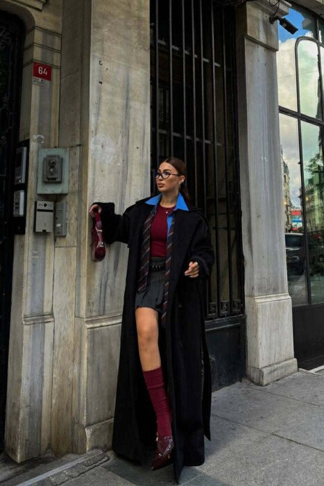 PALLTO OVERSIZE E GJATE NJE NGJYRESHE PER FEMRA NE NGJYRE TE ZEZE - KLAUDIO FASHION