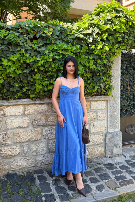 FUSTAN I THJESHTE DHE I GJATE NJE NJGYRESH PER FEMRA NE NGJYRE BLU - KLAUDIO FASHION