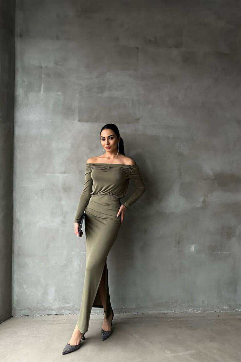 ONE COLOR LONG SIMPLE WOMEN DRESS GREEN/JESHILE - 5