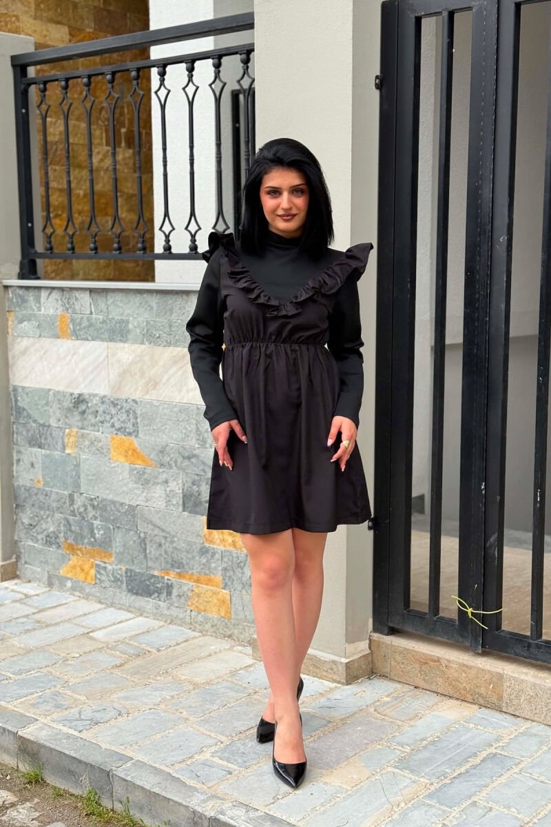 ONE COLOR LONG SLEEVE WOMAN DRESS BLACK/ E ZEZE - 2