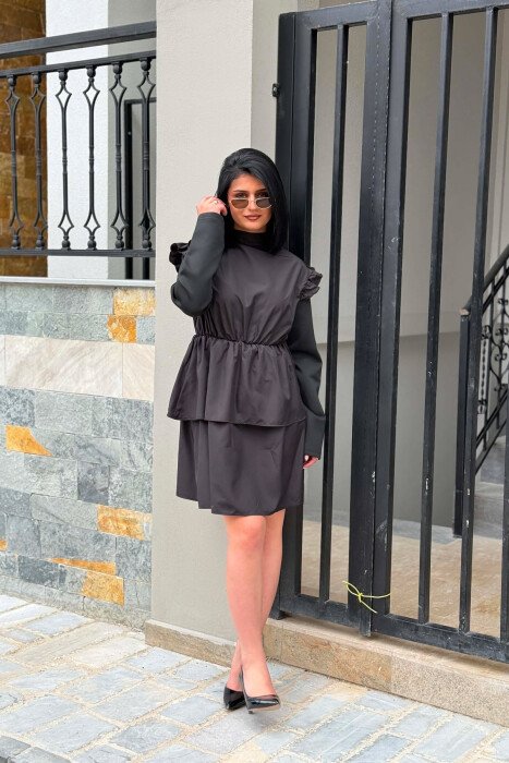FUSTAN NJE NGJYRESH ME MENGE TE GJATA PER FEMRA NE NGJYRE TE ZEZE - KLAUDIO FASHION