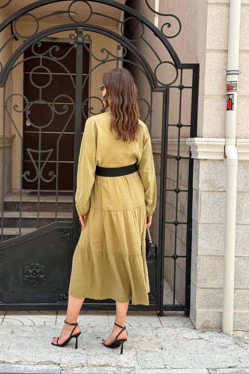 ONE COLOR LONG SLEEVE WOMAN DRESS OLIVE/ULLI - 3