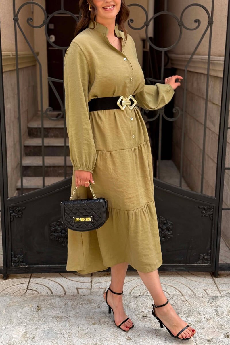 ONE COLOR LONG SLEEVE WOMAN DRESS OLIVE/ULLI - 4