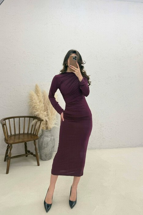 ONE COLOR LONG SLEEVE WOMAN DRESS PURPLE/LEJLA - 2