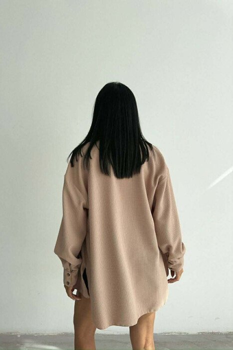 ONE COLOR LONG SLEEVE WOMEN SHIRT BEIGE/BEZHE - 3