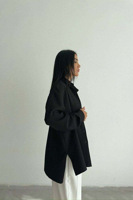 ONE COLOR LONG SLEEVE WOMEN SHIRT BLACK/ E ZEZE - 4