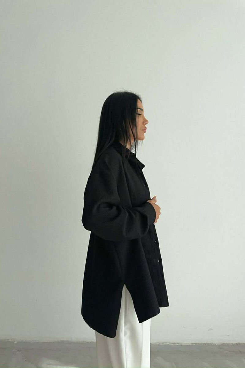 ONE COLOR LONG SLEEVE WOMEN SHIRT BLACK/ E ZEZE - 4