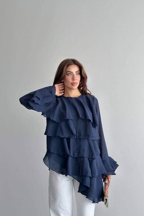 ONE COLOR LONG SLEEVE WOMEN SHIRT BLUE/BLU 