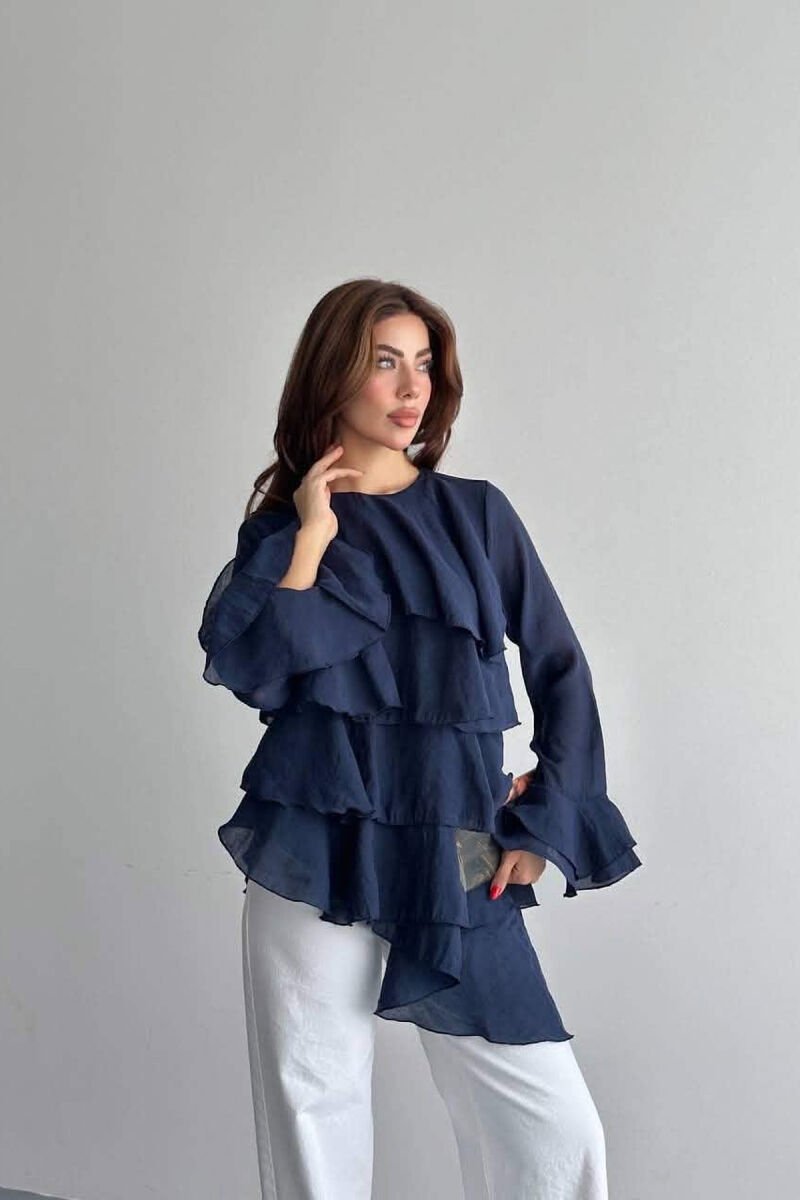 ONE COLOR LONG SLEEVE WOMEN SHIRT BLUE/BLU - 3