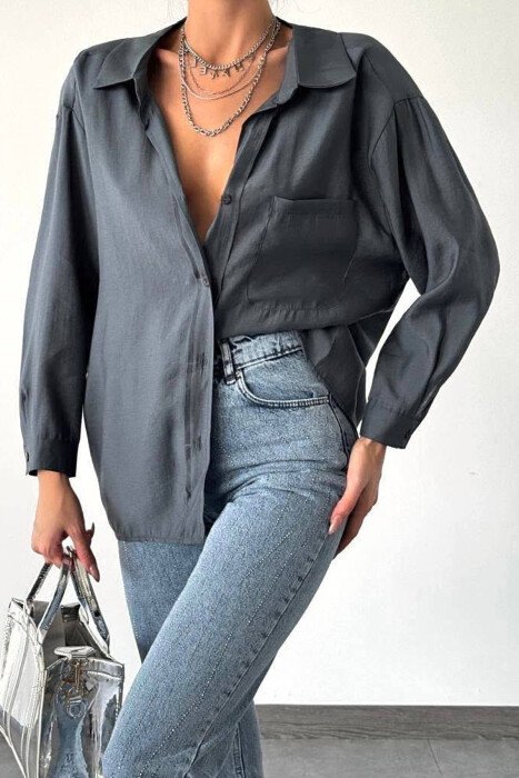KËMISHË NJË NGJYRËSHE PËR FEMRA NË NGJYRËN GRI E ERRËT - KLAUDIO FASHION