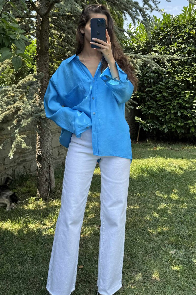 ONE COLOR LONG SLEEVE WOMEN SHIRT LIGHTBLUE/BZ - 2