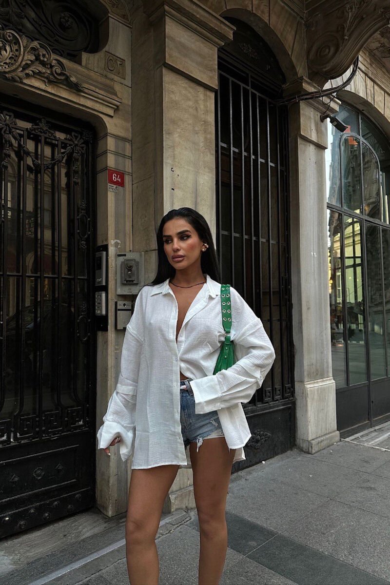 ONE COLOR LONG SLEEVE WOMEN SHIRT WHITE-E BARDHE - 1