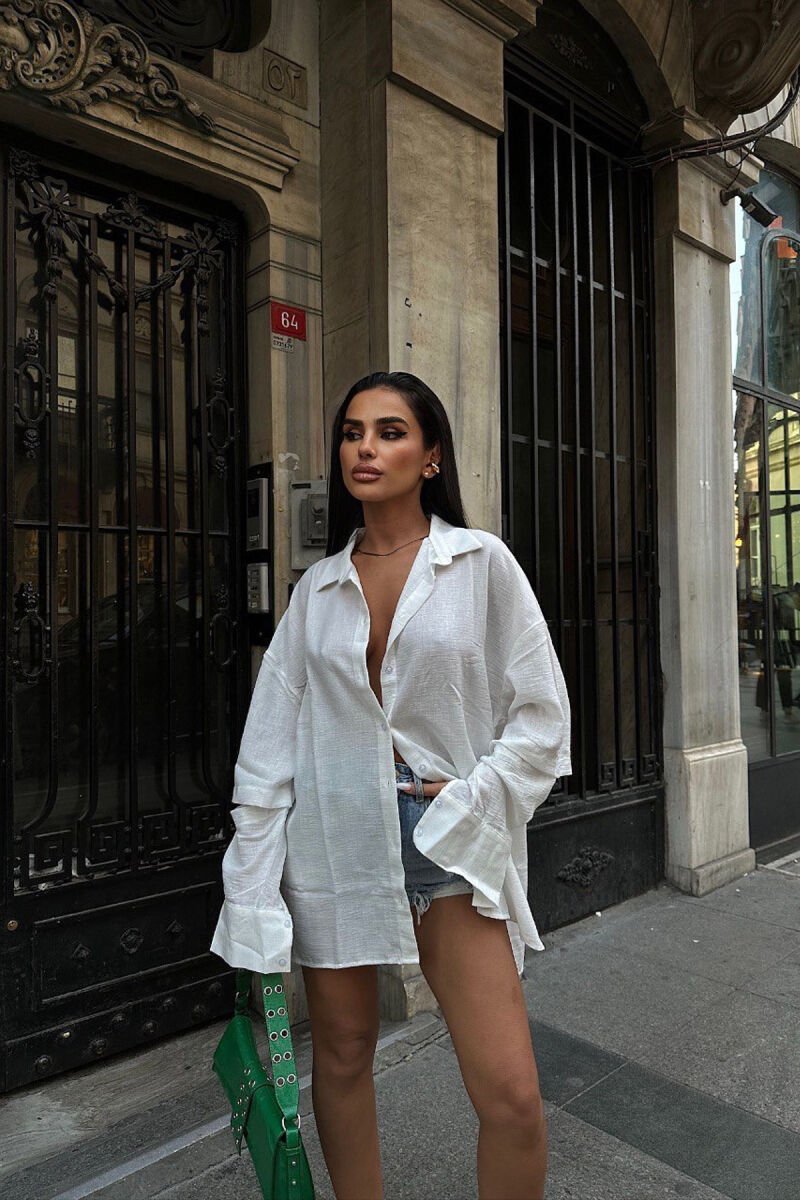 ONE COLOR LONG SLEEVE WOMEN SHIRT WHITE-E BARDHE - 3
