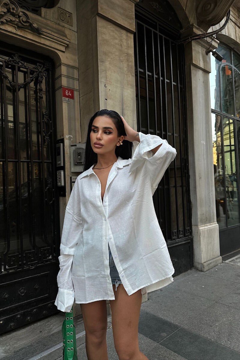 ONE COLOR LONG SLEEVE WOMEN SHIRT WHITE-E BARDHE - 8