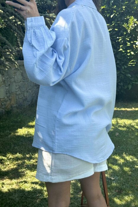 ONE COLOR LONG SLEEVES WOMEN SHIRT LIGHTBLUE/BZ - 4
