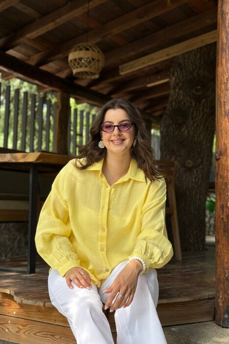 ONE COLOR LONG SLEEVES WOMEN SHIRT YELLOW/E VERDHE - 7