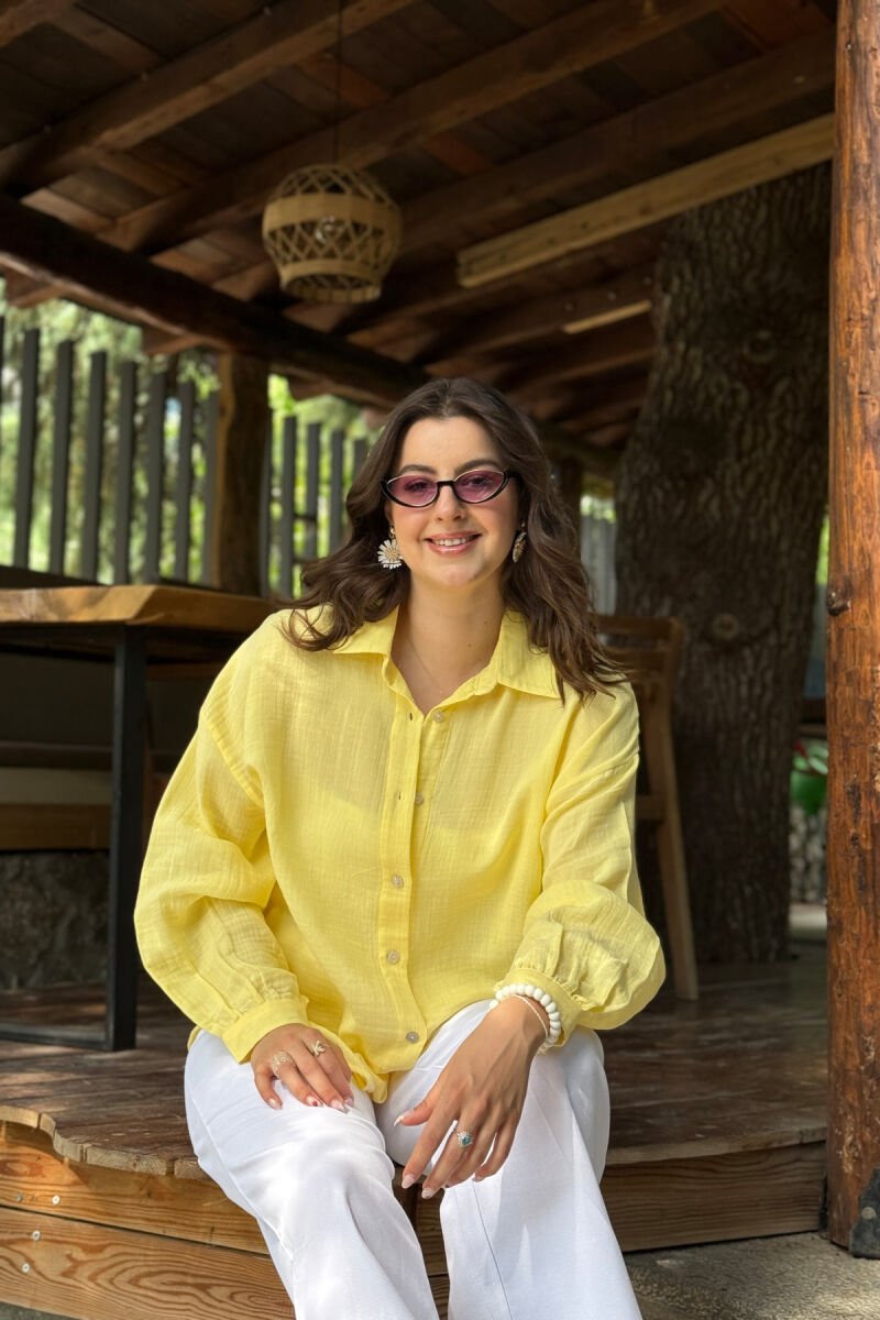 ONE COLOR LONG SLEEVES WOMEN SHIRT YELLOW/E VERDHE - 7