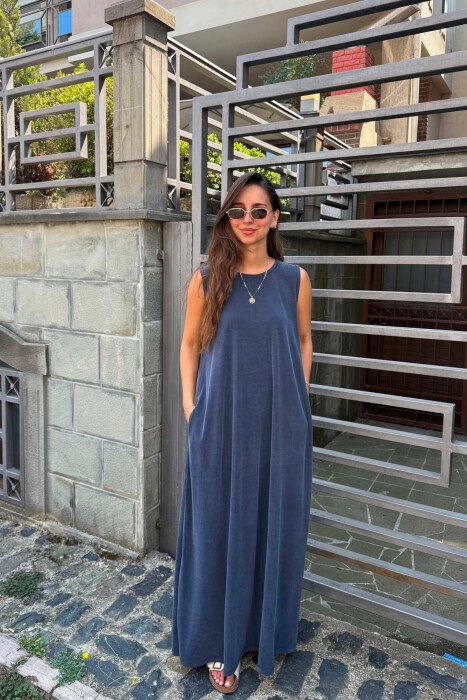 ONE COLOR LONG WOMAN DRESS BLUE/BLU 