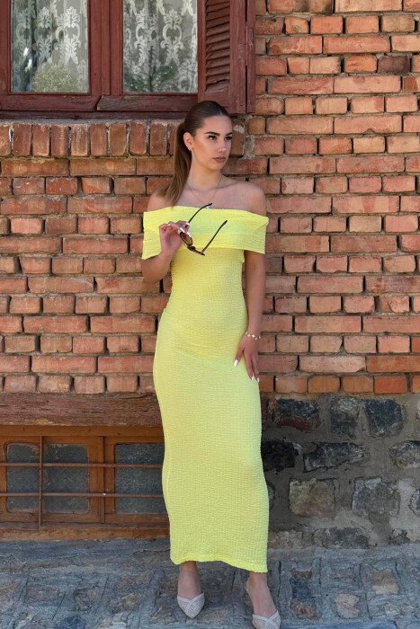 ONE COLOR LONG WOMAN DRESS LEMON/ LIMON 