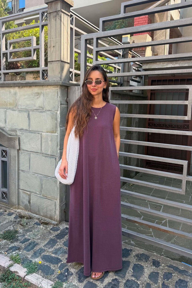 ONE COLOR LONG WOMAN DRESS PURPLE/LEJLA - 1