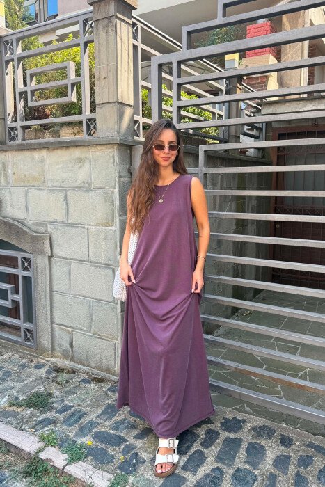 ONE COLOR LONG WOMAN DRESS PURPLE/LEJLA - 2