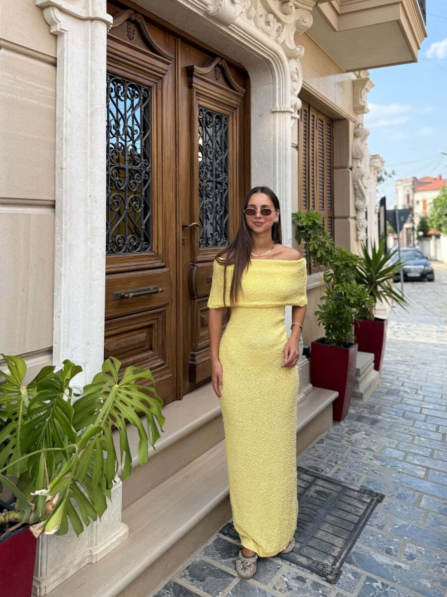 ONE COLOR LONG WOMAN DRESS YELLOW/E VERDHE - 1