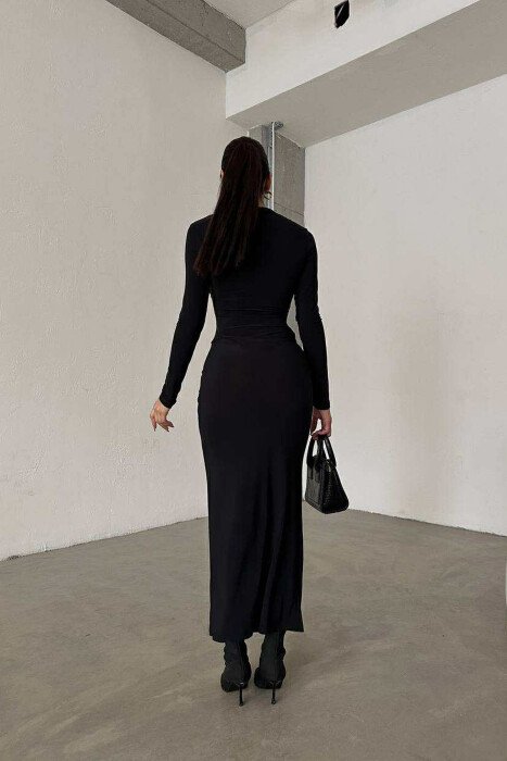 ONE COLOR LONG WOMEN DRESS BLACK/ E ZEZE - 6