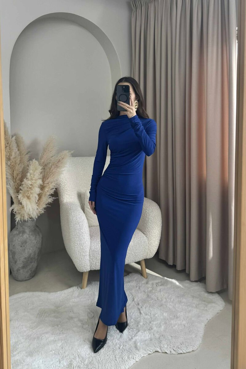 ONE COLOR LONG WOMEN DRESS BLUE/BLU - 2