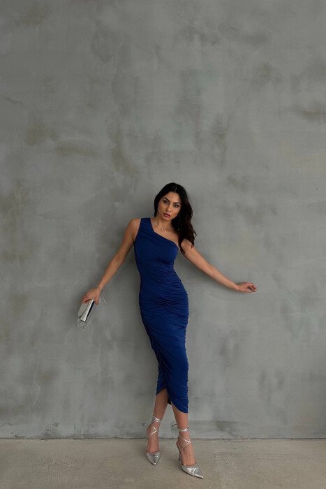 ONE COLOR LONG WOMEN DRESS BLUE/BLU - 2