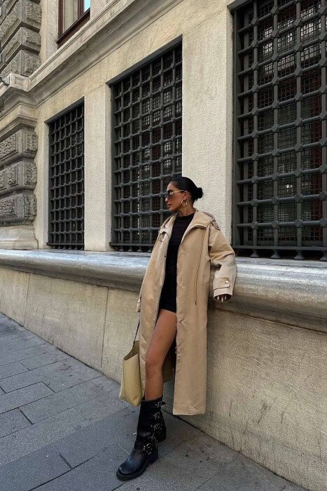 PARDESY E GJATË NJË NGJYRËSHE PËR FEMRA NË NGJYRËN BEZHË - KLAUDIO FASHION