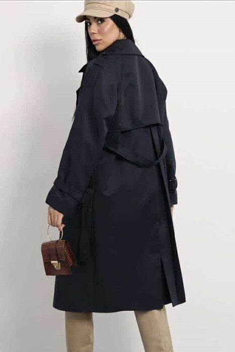 ONE COLOR LONG WOMEN JACKET DARK BLUE/BEE - 2