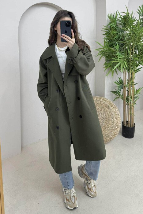 ONE COLOR LONG WOMEN JACKET DARK GREEN/JEE 