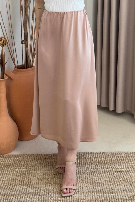 ONE COLOR LONG WOMEN SKIRT BEIGE/BEZHE - KLAUDIO FASHION