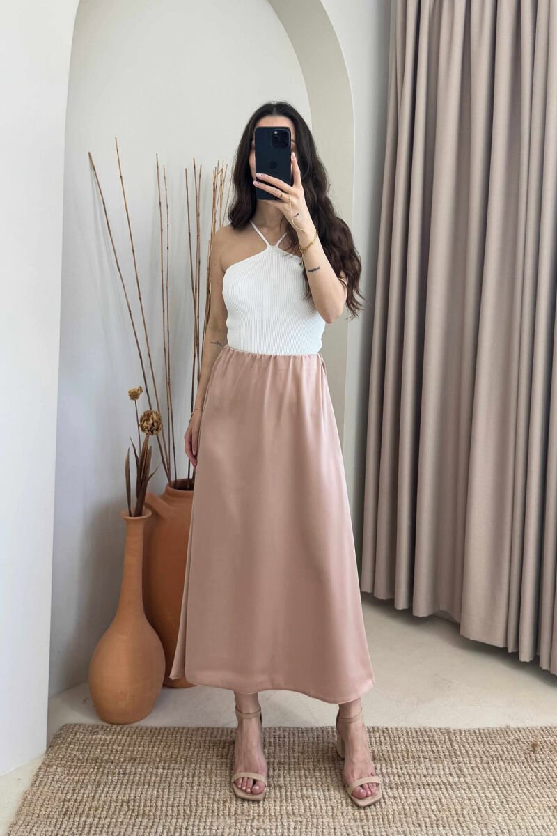 ONE COLOR LONG WOMEN SKIRT BEIGE/BEZHE - 2