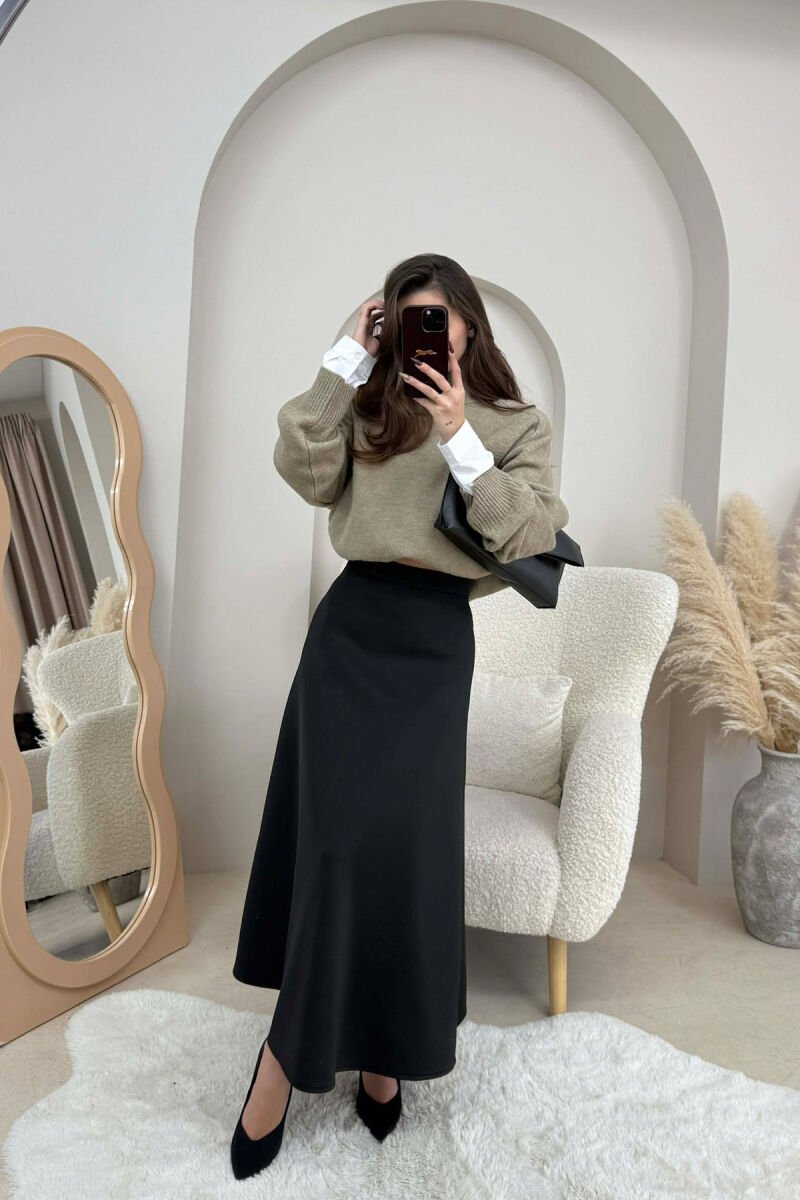 ONE COLOR LONG WOMEN SKIRT BLACK/ E ZEZE - 3