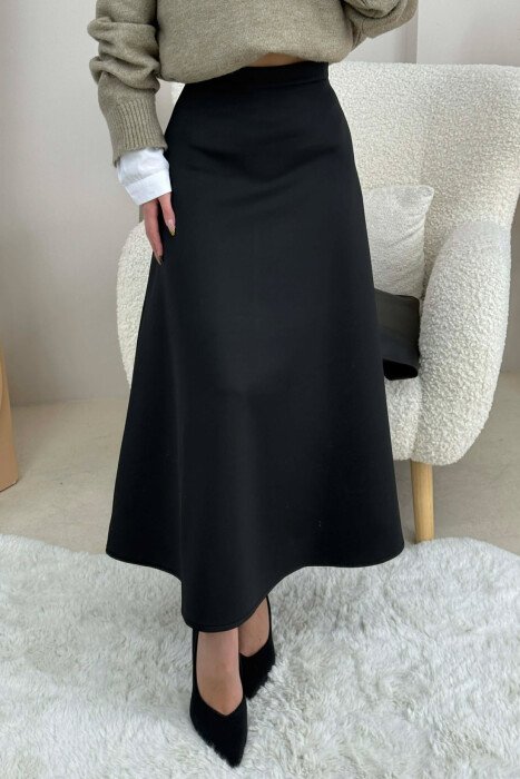 ONE COLOR LONG WOMEN SKIRT BLACK/ E ZEZE - 1