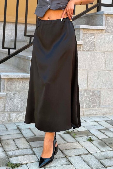 ONE COLOR LONG WOMEN SKIRT BLACK/ E ZEZE - 3