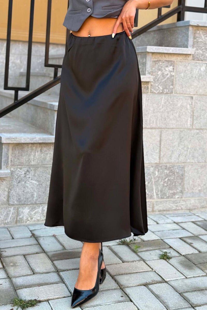 ONE COLOR LONG WOMEN SKIRT BLACK/ E ZEZE - 3