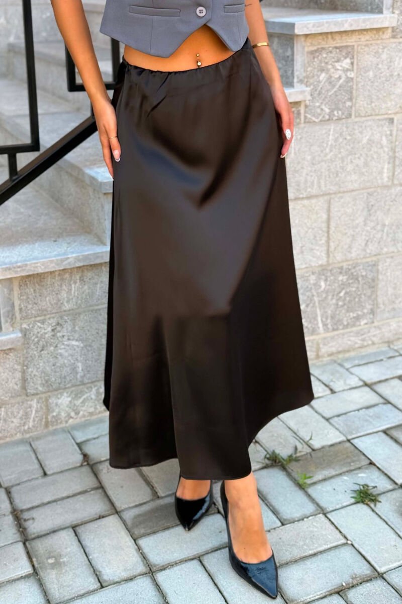 ONE COLOR LONG WOMEN SKIRT BLACK/ E ZEZE - 4