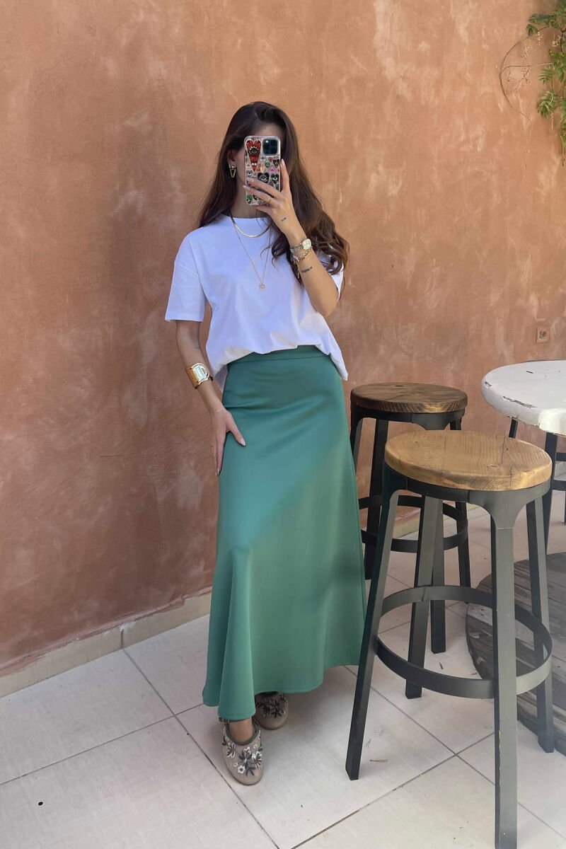ONE COLOR LONG WOMEN SKIRT GREEN/JESHILE - 2